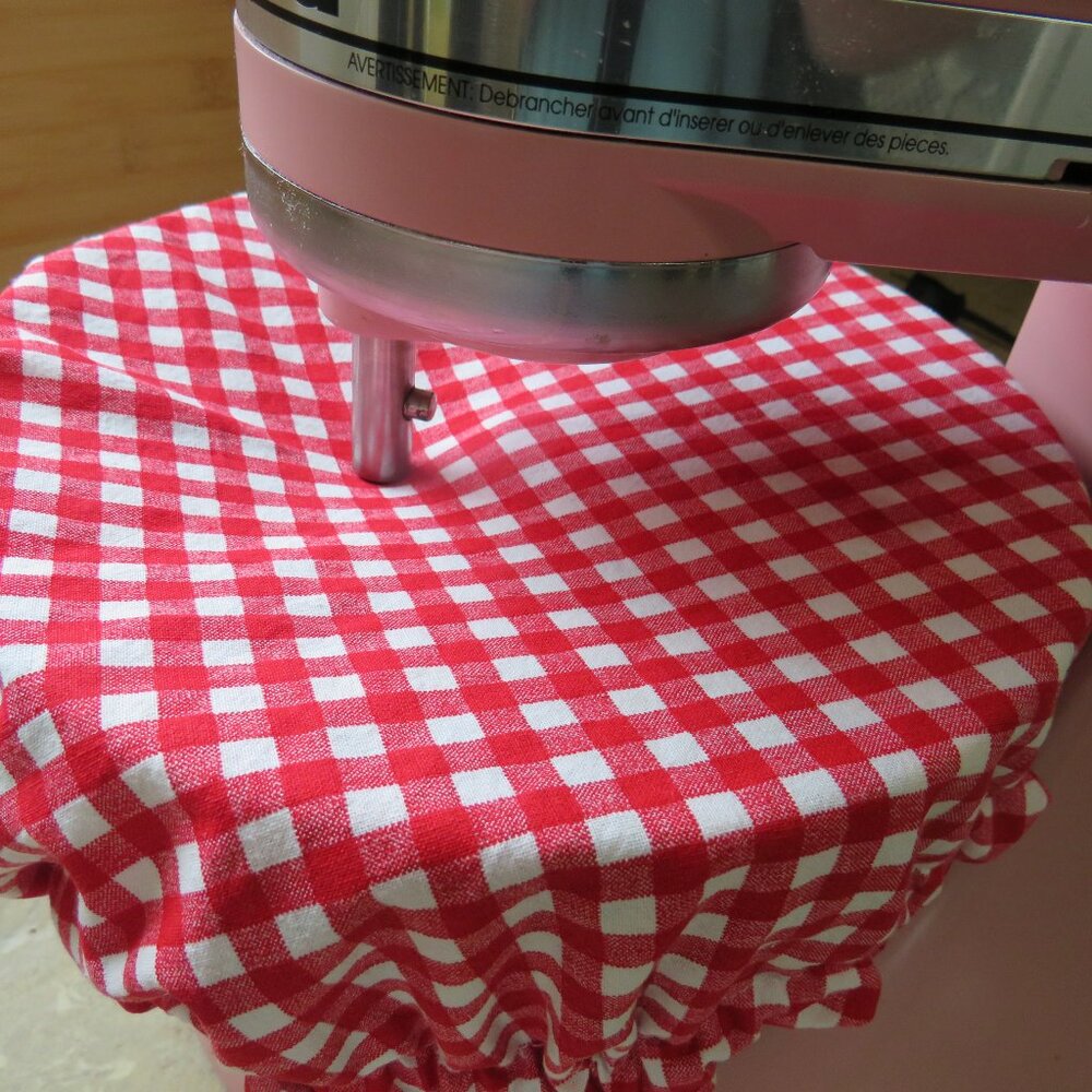 Kitchenaid Bowl Cover Reversible Sunflowers and Red Gingham Mixer Bowl Cover - Picture 3 of 7